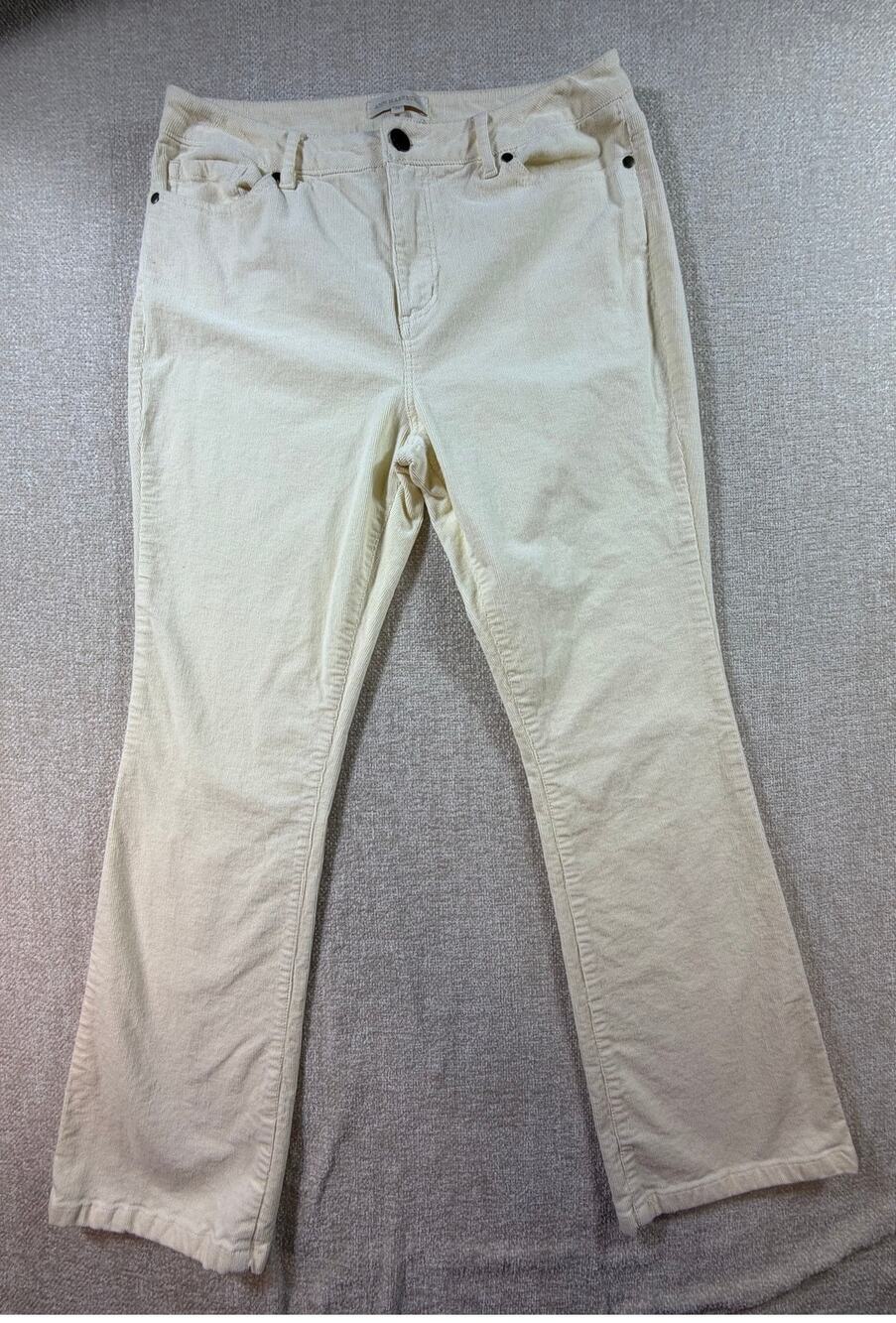 Ann Mashburn Women Cream 28 Bootleg Corduroy Casual Stretch Pants Slacks Fit